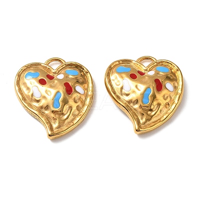 304 Stainless Steel Enamel Pendants STAS-D373-04G-1