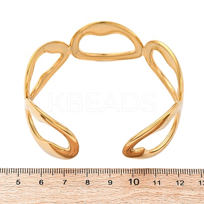 304 Stainless Steel Cuff Bangles for Women BJEW-D306-07G-1