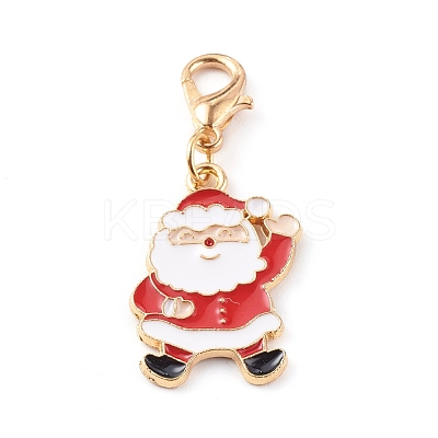 Christmas Theme Light Gold Alloy Enamel Pendants HJEW-JM00470-1