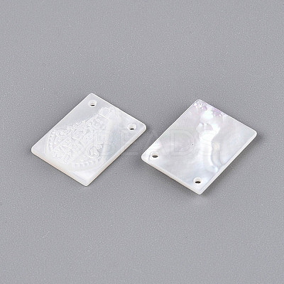 Natural White Shell Mother of Pearl Shell Pendants SSHEL-S264-002B-1