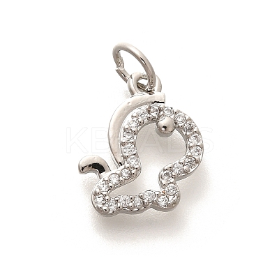 Rack Plating Brass Micro Pave Cubic Zirconia Pendants KK-H508-28P-08-1