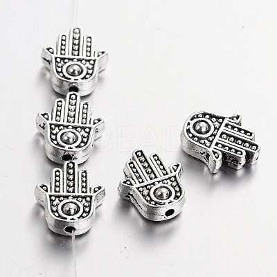 Tibetan Style Alloy Hamsa Hand/Hand of Fatima/Hand of Miriam Beads LS-X-TIBEB-7722-AS-RS-1