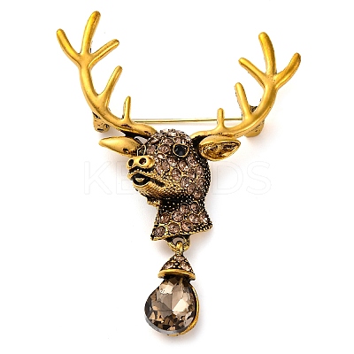Animal Zinc Alloy Rhinestone Brooches JEWB-R052-01AG-02-1