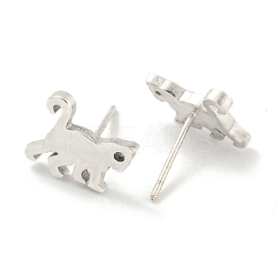 Rack Plated Monkey Brass Micro Pave Clear Cubic Zirconia Stud Earrings for Women EJEW-Z048-07P-1