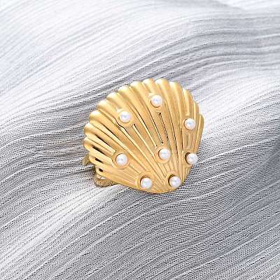 Stainless Steel Adjustable Cuff Rings for Women LS-RJEW-B126-01G-1
