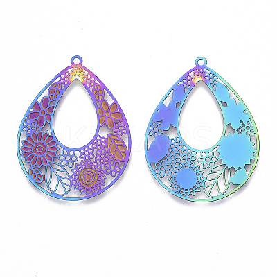 Ion Plating(IP) 304 Stainless Steel Filigree Pendants LS-X-STAS-T057-15-1