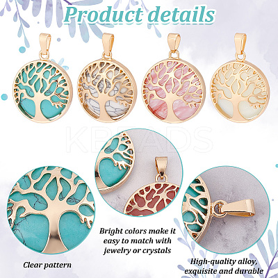 8Pcs 4 Styles Natural & Synthetic Mixed Gemstone Pendants G-PH0002-39G-1