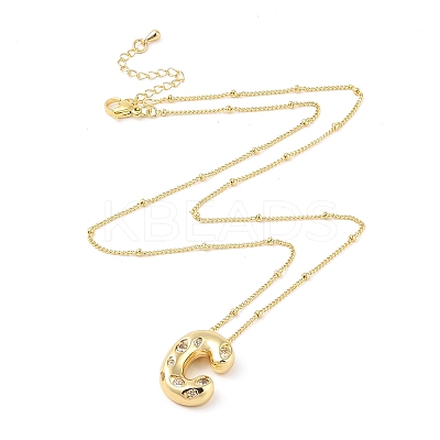 Brass Micro Pave Clear Cubic Zirconia Pendant Necklaces NJEW-Z038-01G-C-1