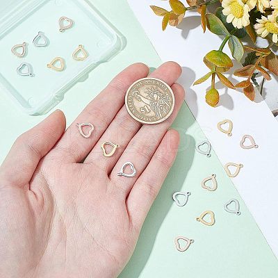 18Pcs 3 Colors 304 Stainless Steel Open Heart Charms STAS-UN0029-72-1