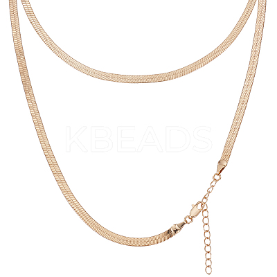 4Pcs Brass Flat Snake Chain Necklaces for Women Men NJEW-BBC0001-38-1