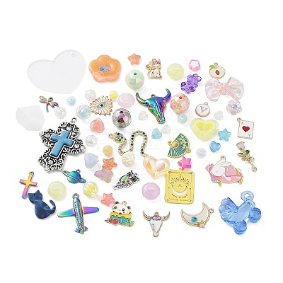 10Pcs Alloy Enamel with 100g Acrylic Beads & Pendants FIND-XCP0002-60-1