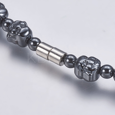 Non-magnetic Synthetic Hematite Mala Beads Necklaces NJEW-K096-10C-1