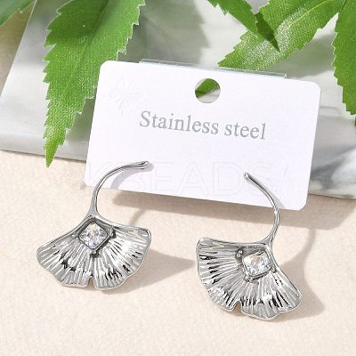 304 Stainless Steel Micro Pave Clear Cubic Zirconia Stud Earrings EJEW-F353-02P-1