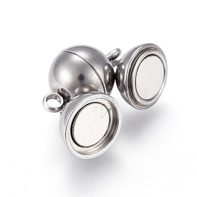 Tarnish Resistant 201 Stainless Steel Magnetic Clasps with Loops STAS-K200-03P-A-1