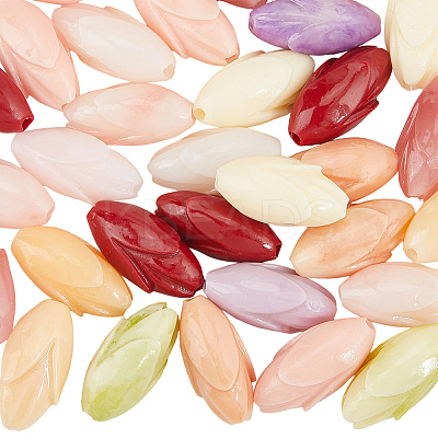 40Pcs 10 Colors Dyed Synthetic Coral & Resin Beads SHEL-SP0001-07A-1