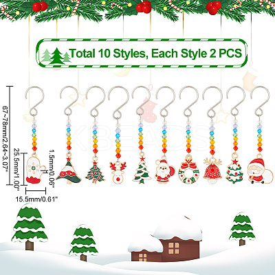 Christmas Theme Alloy Enamel Pendant Decorations HJEW-AB00265-1