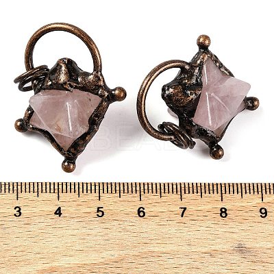 Natural Rose Quartz Merkaba Star Pendants G-C144-02R-03-1