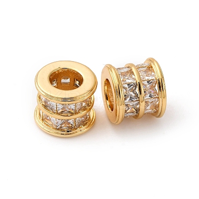 Brass Micro Pave Clear Cubic Zirconia European Beads KK-F898-12G-1