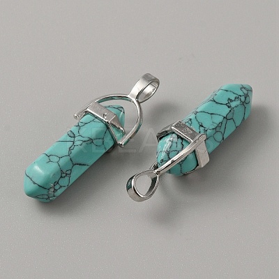 Synthetic Turquoise Dyed Double Terminal Pointed Pendants G-WH0016-37F-1