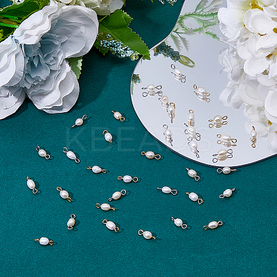 40Pcs 2 Colors Natural Cultured Freshwater Pearl Links Connector Charms PALLOY-DC00035-1
