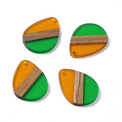 Transparent Resin & Walnut Wood Pendants RESI-M027-04I-1