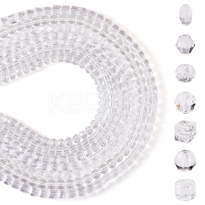 7 Strands 7 Styles Transparent Glass Bead Strands GLAA-TA0002-73-1