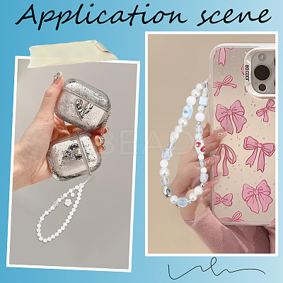 2Pcs 2 Styles Plastic Pearl & Resin & Glass Mobile Straps AJEW-GF0001-21B-1