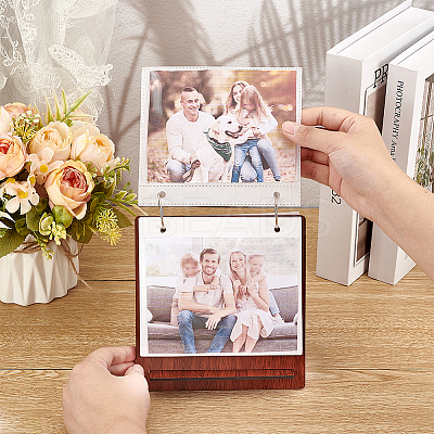 Rectangle Wooden Calendar Photo Album with 24 Sheets Plastic Sleeves and Stainless Steel Rings DIY-WH0542-33A-02-1