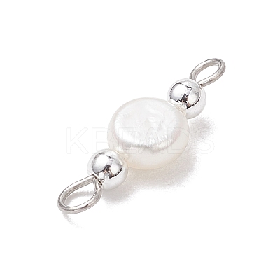 Natural Cultured Freshwater Pearl Potato & Round Electroplate Non-magnetic Synthetic Hematite Beaded Connector Charms PALLOY-JF04191-02-1
