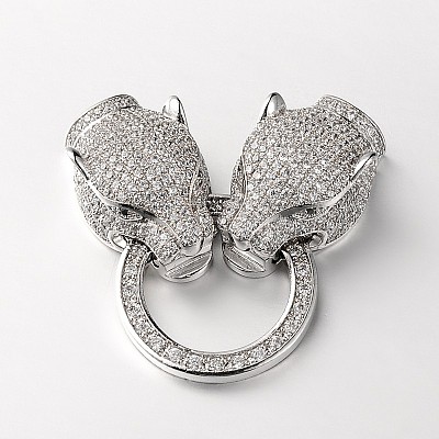 Brass Micro Pave Cubic Zirconia Fold Over Clasps ZIRC-M043-P-02-RS-1