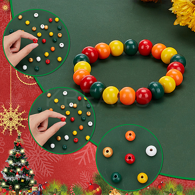 300Pcs 6 Colors Spray Painted Wood Beads WOOD-PH0002-54-1