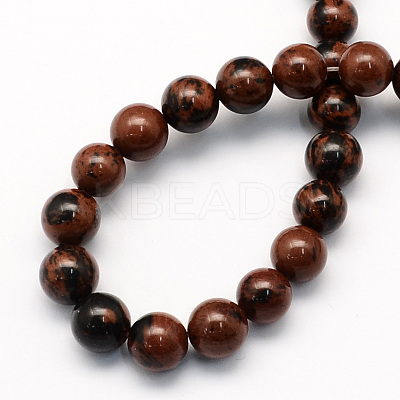 Natural Mahogany Obsidian Round Beads Strands X-G-S163-4mm-1