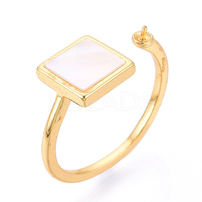 Square Brass & Shell Cup Peg Ring Settings KK-N274-28G-1