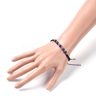 Adjustable Natural Lapis Lazuli(Dyed) Braided Bead Bracelets BJEW-JB04599-05-1