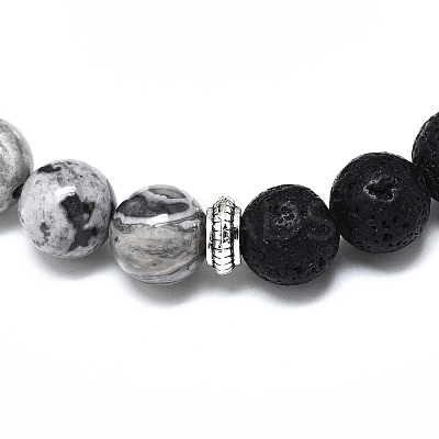 Natural Picasso Jasper Beads Stretch Bracelets BJEW-R309-02-A02-1