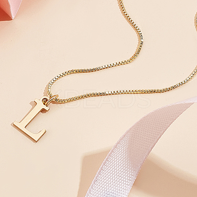 1pc 304 Stainless Steel Letter Pendant Necklaces NJEW-LP0001-38L-G-1