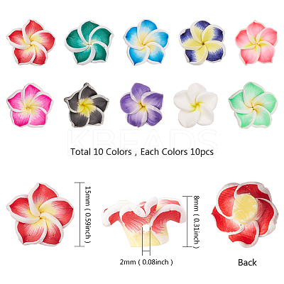 Handmade Polymer Clay 3D Flower Plumeria Beads CLAY-SC0001-02-1