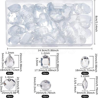96Pcs 6 Style Sew on Rhinestone OACR-FG0001-20-1