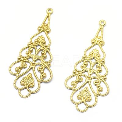 Brass Filigree Pendants KK-K184-31C-RS-1