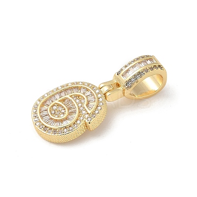 Brass Clear Cubic Zirconia European Dangle Charms KK-R003-01G-06-1