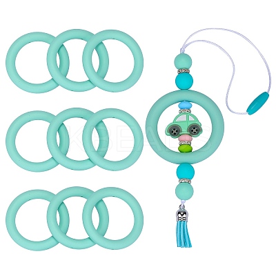 9Pcs Ring Food Grade Eco-Friendly Silicone Focal Beads JX895I-1