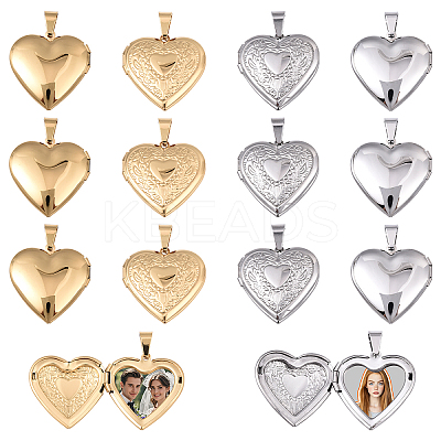 2Pcs 316 Surgical Stainless Steel Locket Pendants STAS-YW0003-16G-1