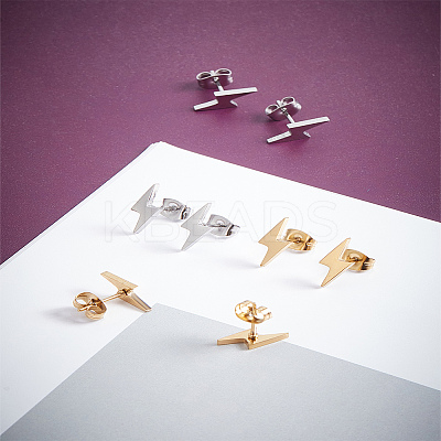 4 Pairs 2 Colors 304 Stainless Steel Stud Earrings for Women EJEW-LP0001-43-1