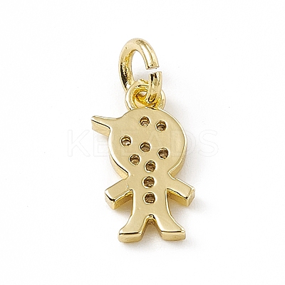 Brass Micro Pave Clear Cubic Zirconia Boy Charms ZIRC-F132-53G-1