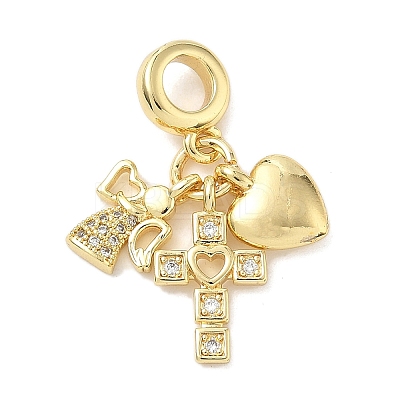 Brass Micro Pave Clear Cubic Zirconia European Dangle Charms LS-KK-K368-33G-1