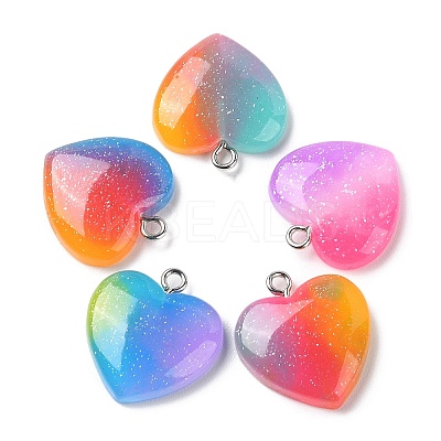 Rainbow Color Opaque Resin Pendants RESI-A025-04-1