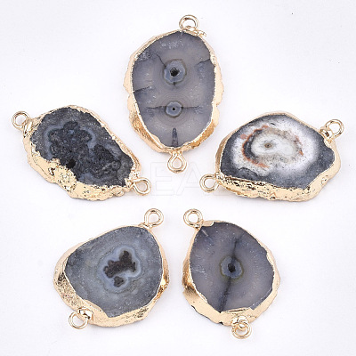Electroplate Natural Druzy Agate Links connectors G-T112-07A-1