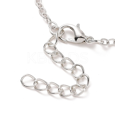 Glass Flat Round Pendant Necklace with Brass Chain LS-NJEW-A003-01F-1