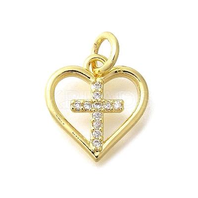 Brass Micro Pave Clear Cubic Zirconia Pendants KK-M297-21G-1