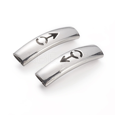 Non-Tarnish 201 Stainless Steel Curved Tube Beads STAS-D169-30P-1